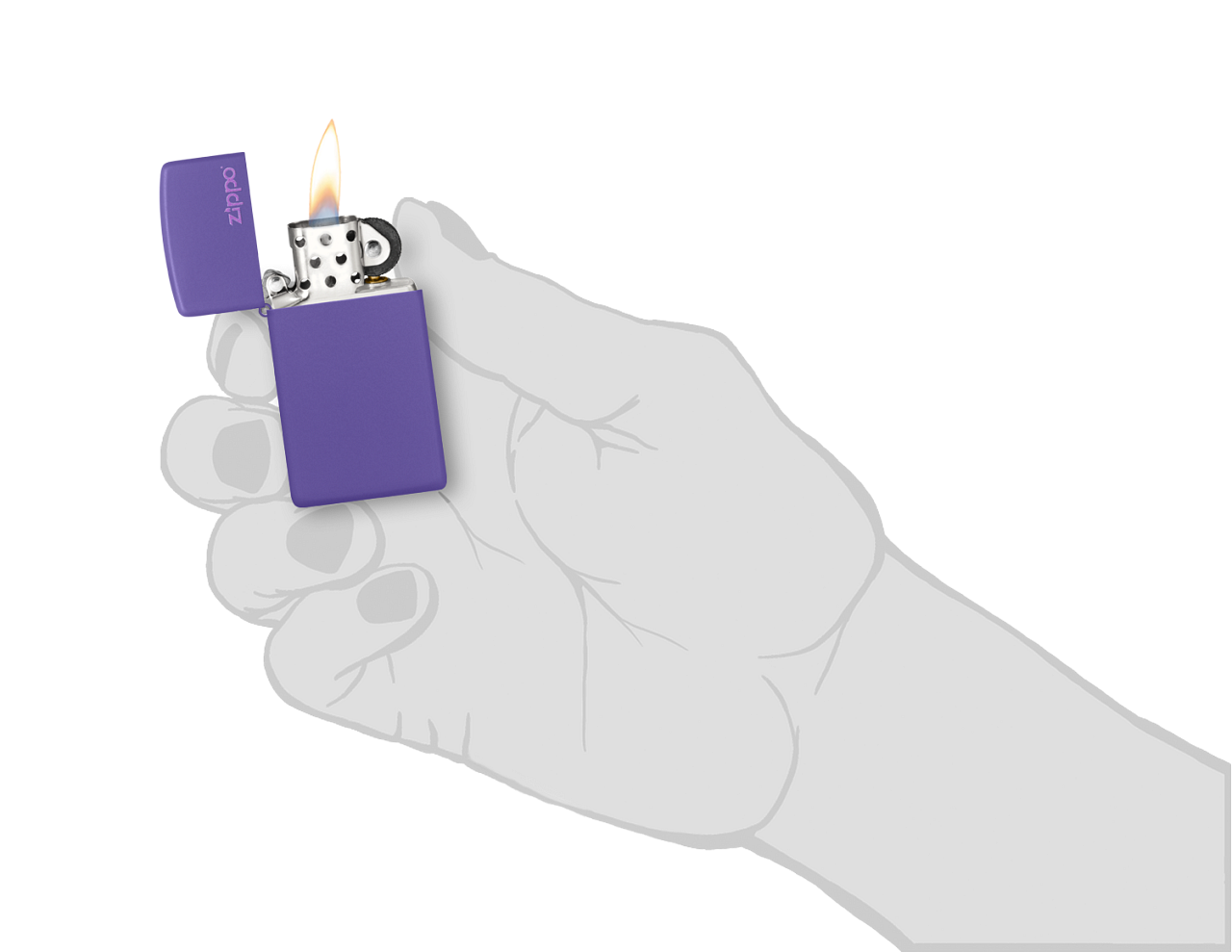 Slim<sup>®</sup> Purple Matte Zippo Logo