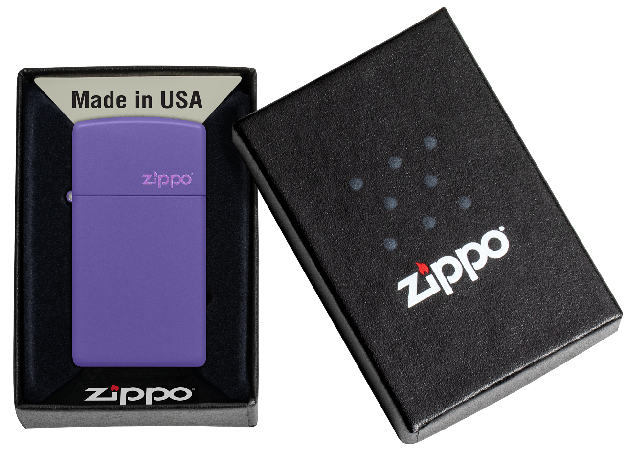 Slim<sup>®</sup> Purple Matte Zippo Logo