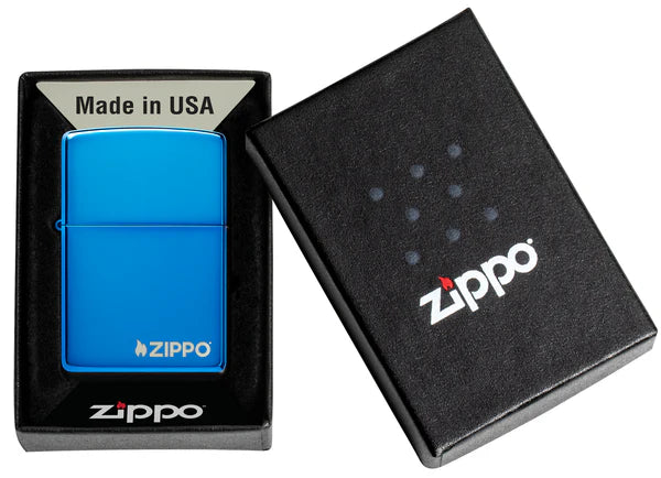 Classic High Polish Blue Zippo Logo