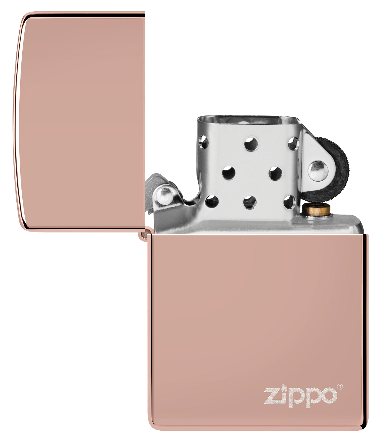 Classic High Polish Rose Gold Zippo Logo
