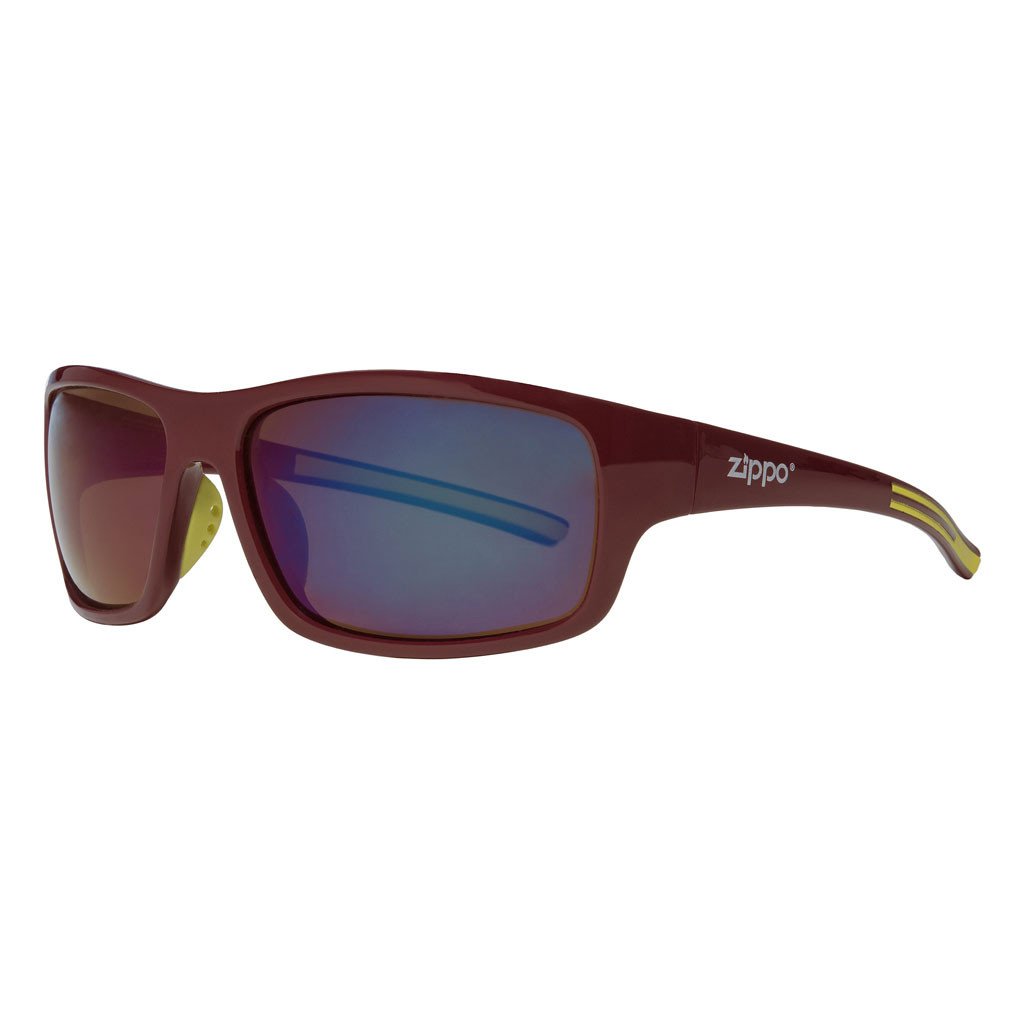 Full Frame Maroon & Green Wrap Sunglasses