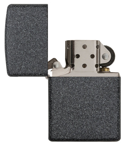 Iron Stone Windproof Lighter open and unlit.