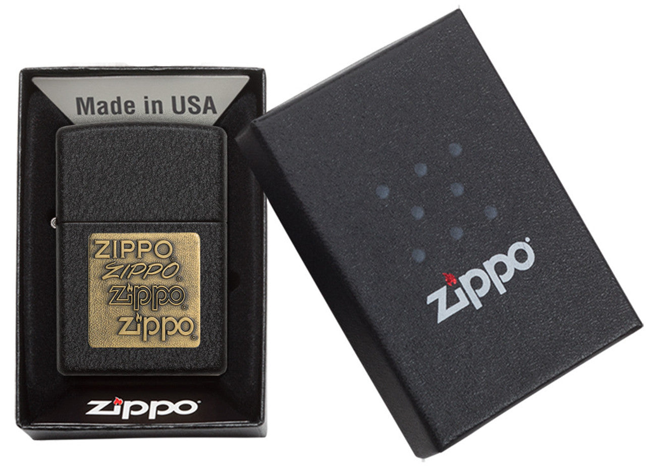 Black Crackle® Gold Zippo Logo