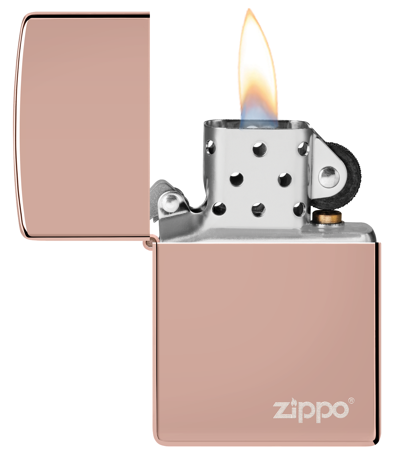 Classic High Polish Rose Gold Zippo Logo