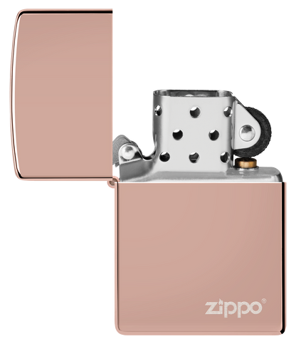 Classic High Polish Rose Gold Zippo Logo