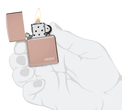 Classic High Polish Rose Gold Zippo Logo