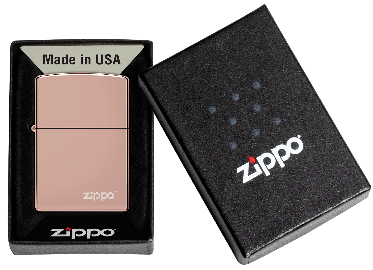 Classic High Polish Rose Gold Zippo Logo