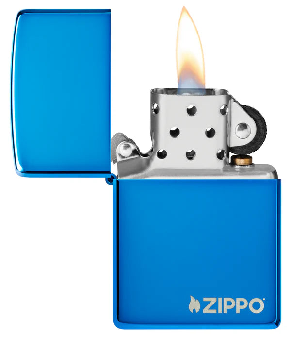 Classic High Polish Blue Zippo Logo