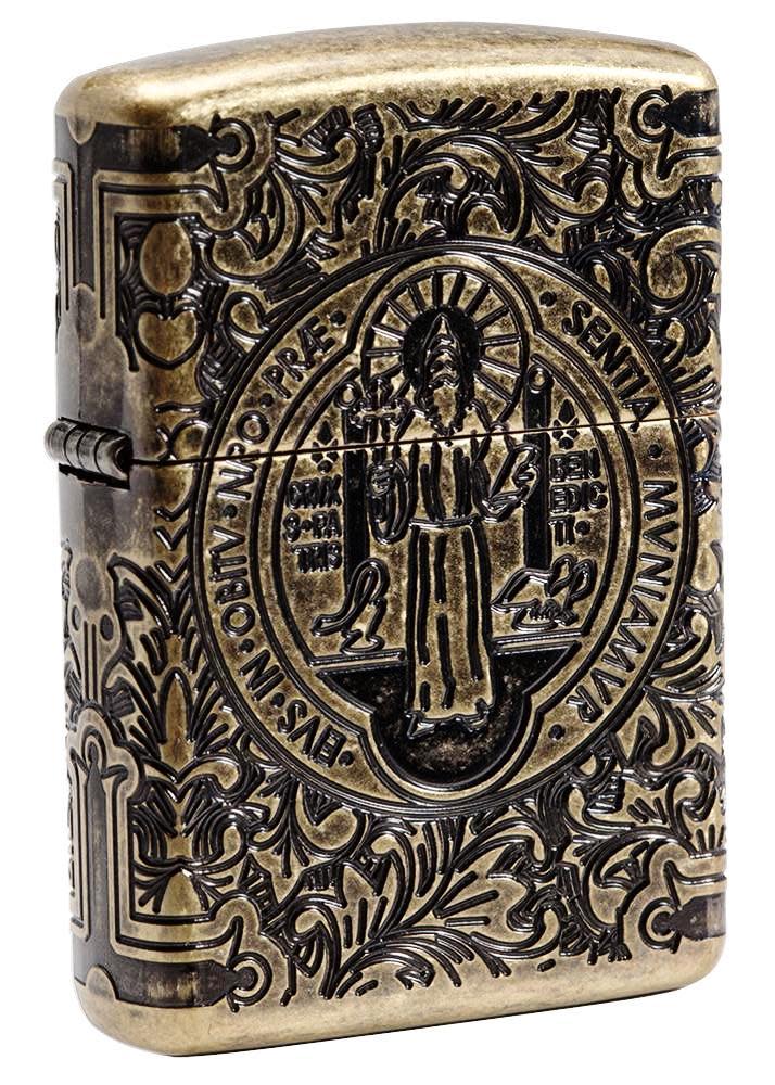 St Benedict Design Windproof Lighter 3/4 View