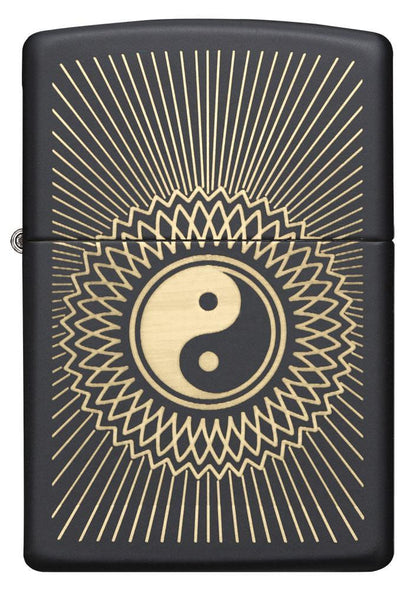 Front shot of Yin & Yang 2 Black Matte Windproof Lighter.