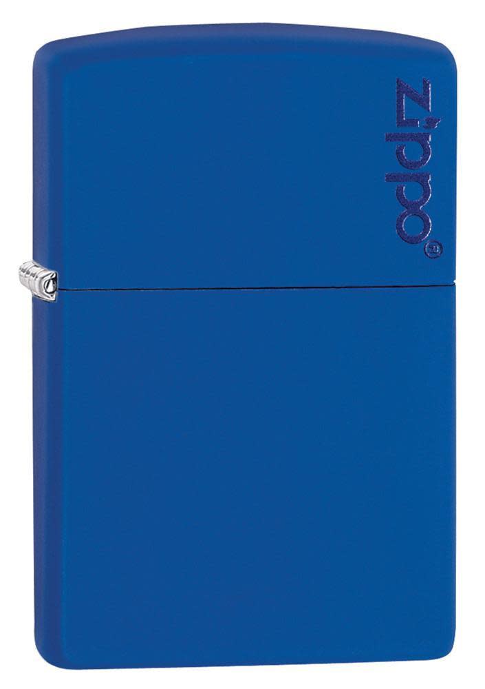 Front view of the Royal Blue Matte with Zippo Logo.