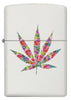 Front vide of Floral Weed Design White Matte Windproof Lighter.
