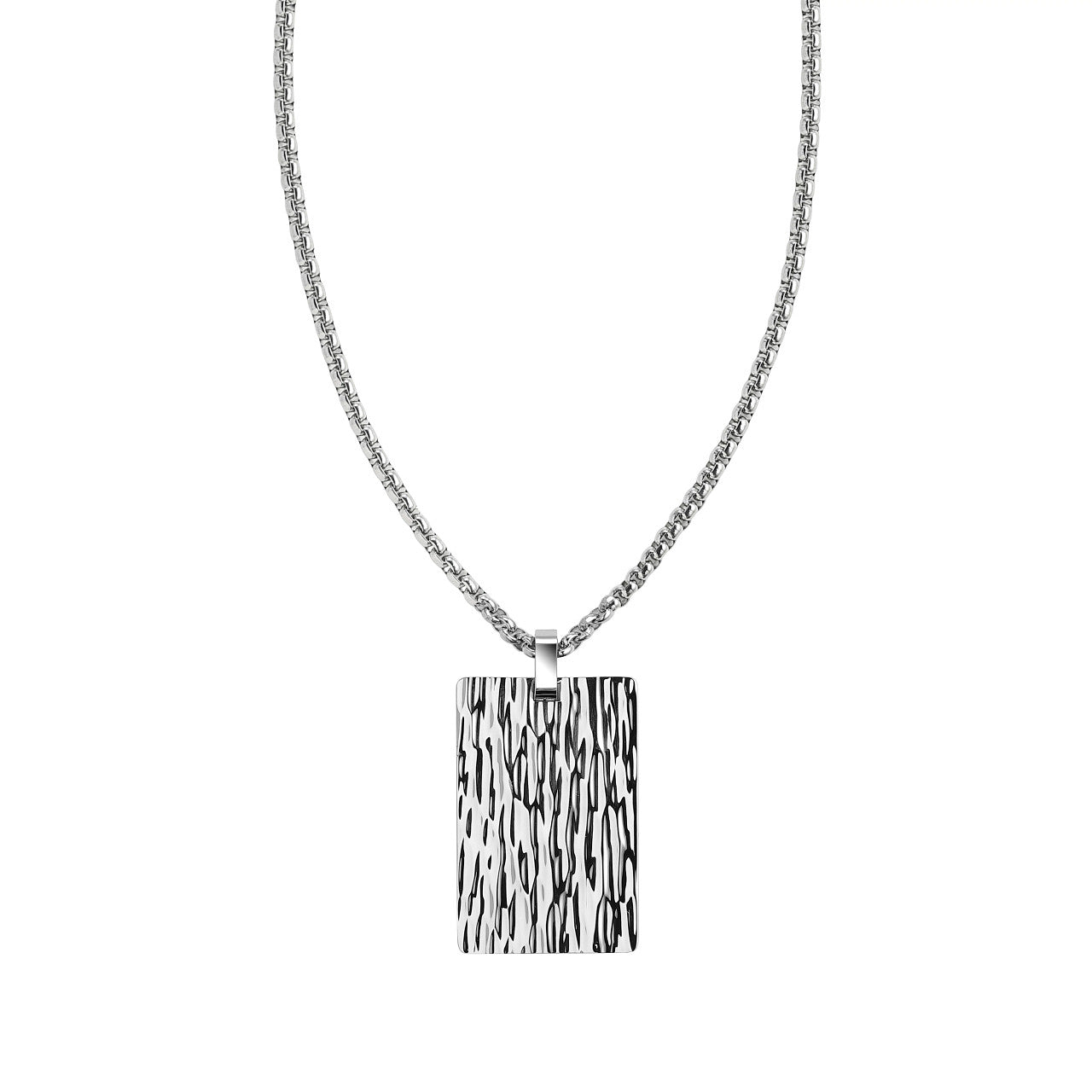 Square Steel Pendant Necklace