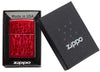 Iced Zippo Flame Design Candy Apple Red Lighter in packaging