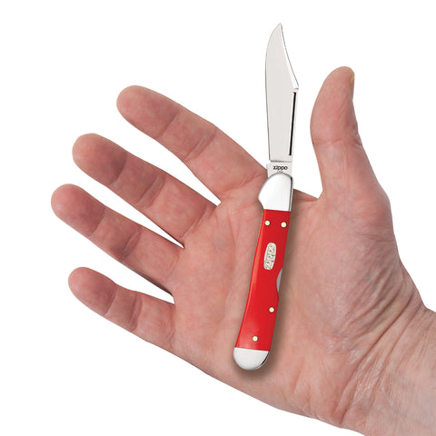 Red Synthetic Smooth Mini Copperlock Knife
