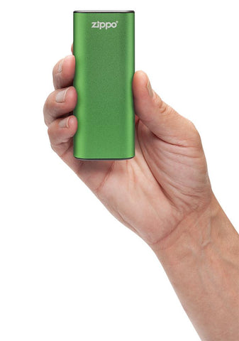 Green HeatBank® 6 Rechargeable Hand Warmer in hand