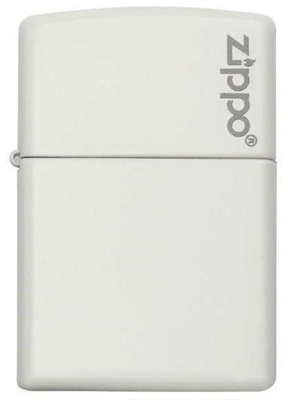 Front shot of Classic White Matte Zippo Logo Windproof Lighter 