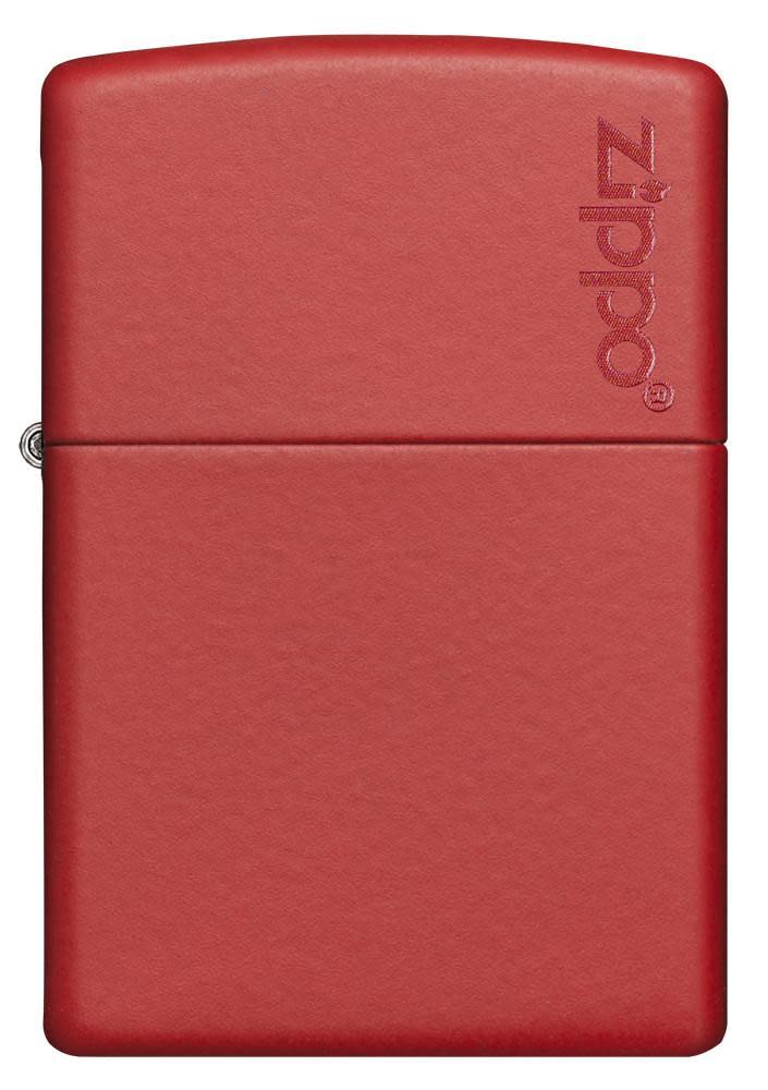 Front view of Classic Red Matte Zippo Logo Windproof Lighter.