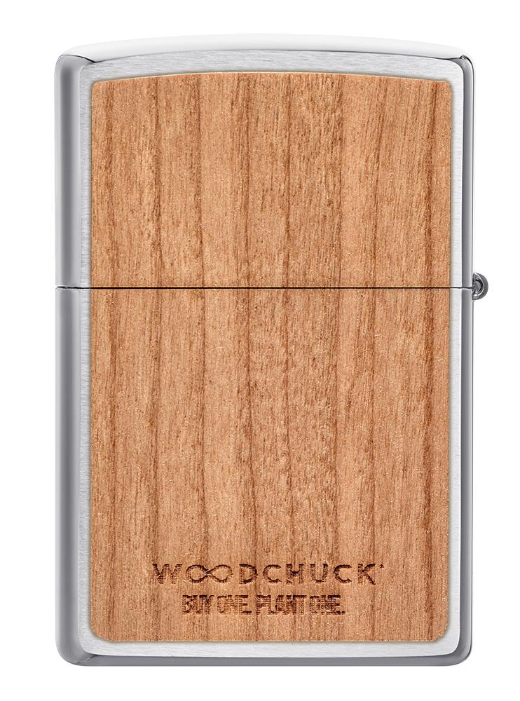 Back ofWOODCHUCK USA Cherry Emblem Windproof Lighter