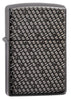 Front view of Hexagon Design Black Ice Windproof Lighter standing at a 3/4 angle