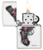 Spazuk Roses and Pistol Windproof Lighter open and lit