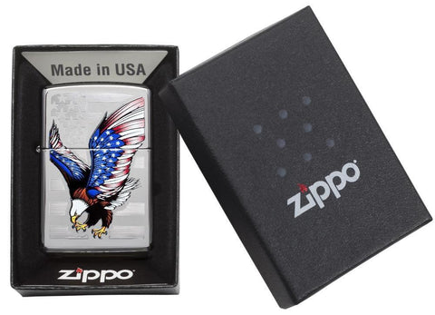 Zippo E-Star Award with Americana Eagle and Flag Windproof Lighter in packaging