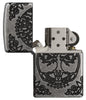 Armor® Tree of Life Windproof Lighter with lit open and unlit