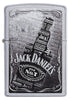 Front view of Jack Daniel's Text Design Satin Chrome Windproof Lighter
