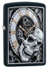Front shot of Skull Clock Design Lighter standing at a 3/4 angle