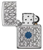 Front view of the Star Pattern Lighter, open and unlit 