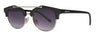 Black Semi-Rimless Sunglasses with Gold Brow Bar
