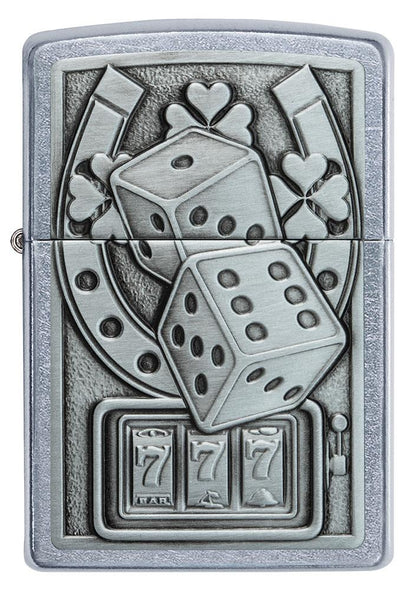 Front of Lucky 7 Emblem Street Chrome™ Windproof Lighter