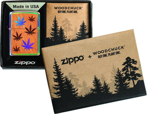 Front view of the Woodchuck USA Leaves Lighter in packaging