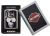 Front view of the Harley-Davidson Satin Chrome Lighter in one box packaging