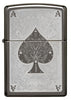 Front view of Black Ice Ace Filigree Engraved Windproof Lighter.