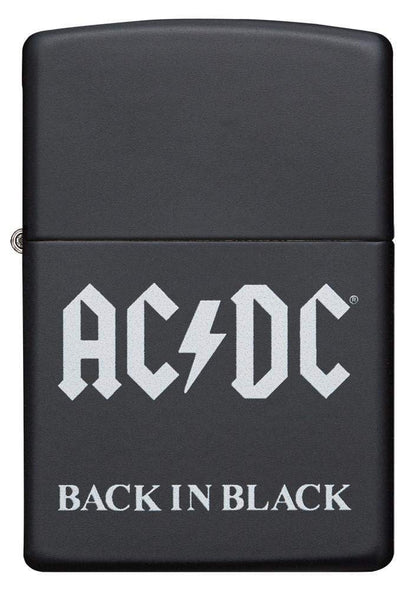 Front view of AC/DC® Back In Black windproof lighter