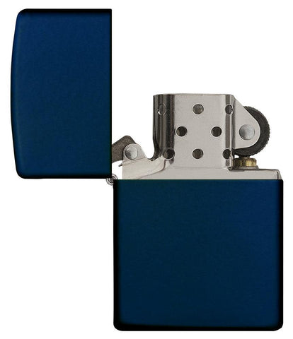 Classic Navy Matte Windproof Lighter in its packaging