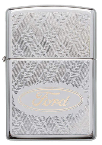 Front view of Ford High Polish Chrome Windproof Lighter