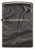 Front view of Marble Pattern Design High Polish Black Windproof Lighter.
