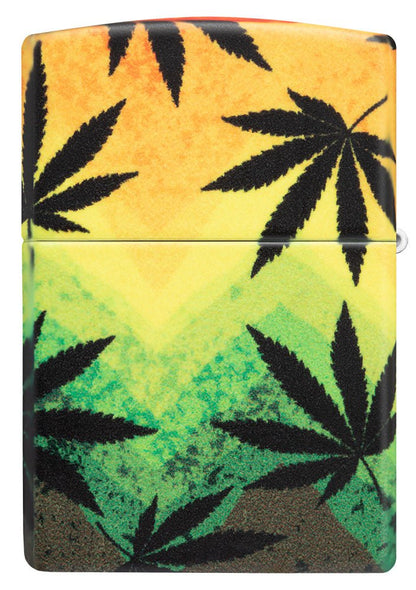 Back view of Cannabis Design 540 Color Windproof Lighter.