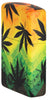 Angled shot of Cannabis Design 540 Color Windproof Lighter, showing the front and right side of the lighter.