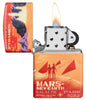 Mars 540 Color Design Windproof Lighter with its lid open and lit.