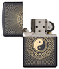 Yin & Yang 2 Black Matte Windproof Lighter with its lid open and unlit.