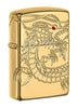 Front shot of Armor® Asian Dragon 360-Degree Gold-Plate Windproof Lighter standing at a 3/4 angle