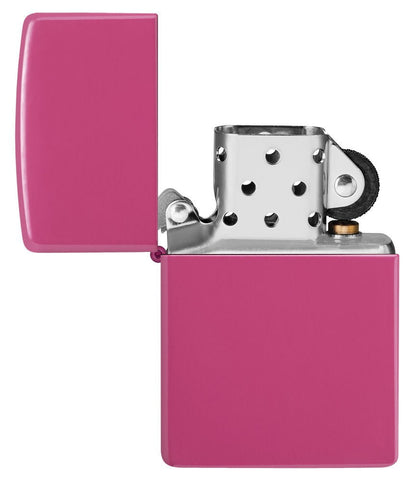 Classic Frequency Windproof Lighter with its lid open and unlit.