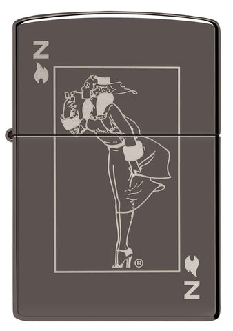 Front shot of Windy Design Card Black Ice® Windproof Lighter.