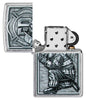 Firefighter Design Street Chrome™ Windproof Lighter with its lid open and unlit.