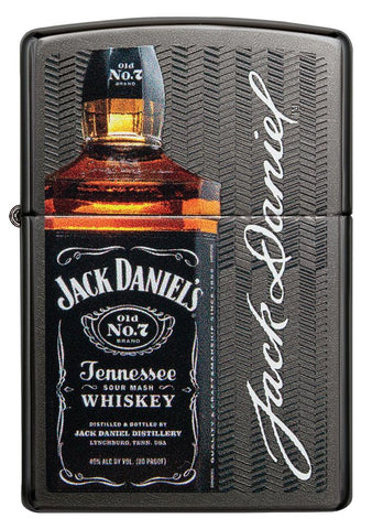 Front of Jack Daniel's® Logo and Bottle Gray Windproof Lighter