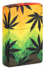 Back shot of Cannabis Design 540 Color Windproof Lighter, standing at a 3/4 angle.