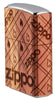Angled shot of WOODCHUCK USA Zippo Cedar Wrap Windproof Lighter showing the front and right side of the lighter